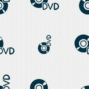 Dvd icon sign. Seamless pattern with geometric texture. Stock Illustration