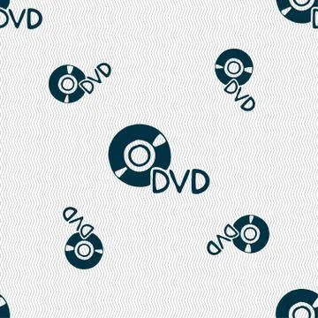 Dvd icon sign. Seamless pattern with geometric texture. Stock Illustration