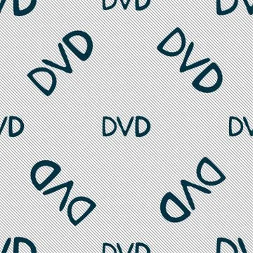 Dvd icon sign. Seamless pattern with geometric texture. Stock Illustration