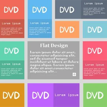 Dvd icon sign. Set of multicolored buttons with space for text. Vector Stock-Illustration