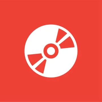 DVD or CD Icon On Red Background. Red Flat Style Vector Illustration Stock Illustration