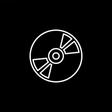 DVD or CD Line Icon On Black Background. Black Flat Style Vector Illustration Stock Illustration