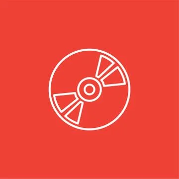 DVD or CD Line Icon On Red Background. Red Flat Style Vector Illustration Stock Illustration