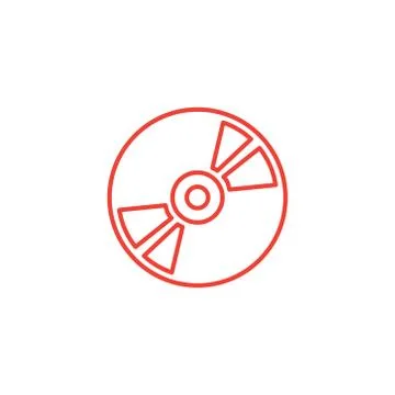 DVD or CD Line Red Icon On White Background. Red Flat Style Vector Illustration Stock Illustration