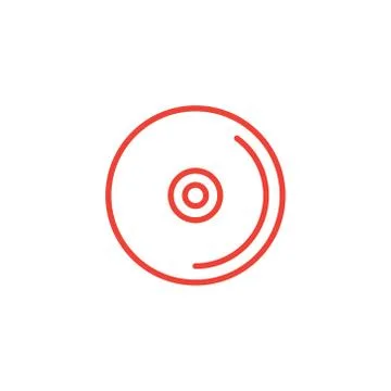 DVD or CD Line Red Icon On White Background. Red Flat Style Vector Illustration Stock Illustration