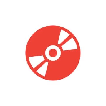 DVD or CD Red Icon On White Background. Red Flat Style Vector Illustration. Stock Illustration