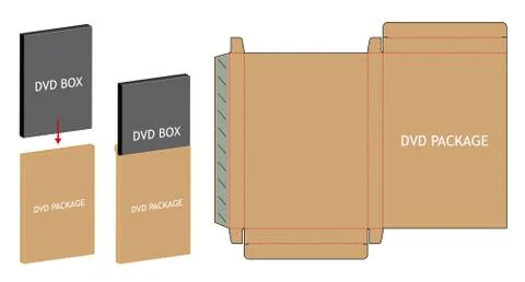 Dvd paper packaging box die-cut line template Stock Illustration