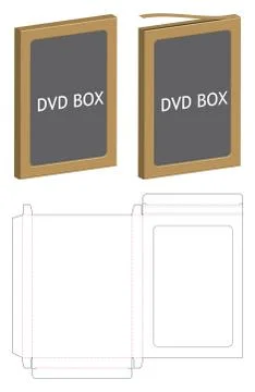 Dvd paper packaging box die-cut line template Stock Illustration
