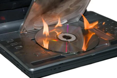 DVD player caught fire from the circuit, caught fire video device. Stock Photos