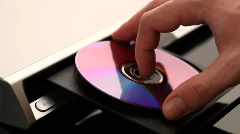 DVD player. Disk installation Stock Footage