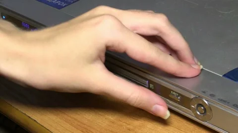 DVD player. Disk installation Stock Footage 51236149