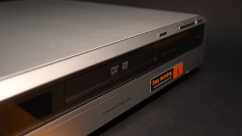 DVD player eject disc on tray Stock Footage 127590058