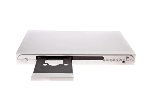 Dvd player ejecting disc with isolated on white background Stock Photos