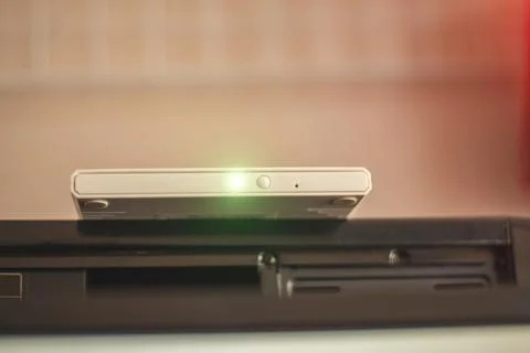 DVD player Put on a desktop computer. Stock Photos