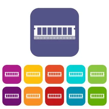 DVD RAM module for the personal computer icons set Stock Illustration