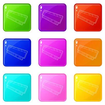 DVD RAM module for the personal computer icons set 9 color collection イラスト素材