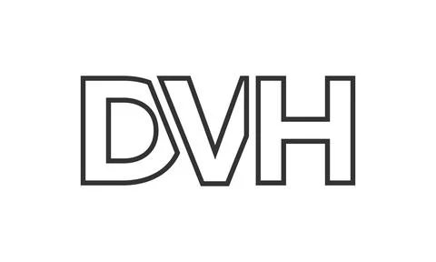 DVH logo design template with strong and modern bold text. Initial based ve.. Stock Illustration