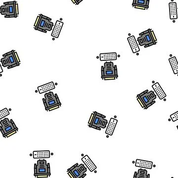 Dvi cable and port vector seamless pattern Illustrazione stock