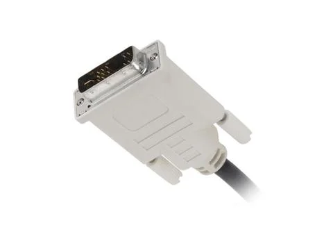 DVI Cable with White Connector Stock Photos