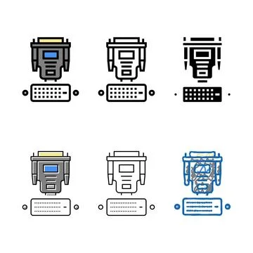 Dvi minimal cable and port color icon vector Stock Illustration