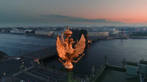 Dvorcoviy bridge and three-headed eagle Stock Footage 168168698