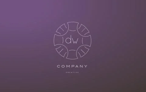 Dw d w monogram floral line art flower letter company logo icon design Stock Illustration