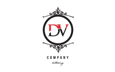 DW D W red white black decorative monogram alphabet letter logo combination i Stock Illustration