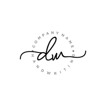 DW Initial handwriting logo design Stock Illustration