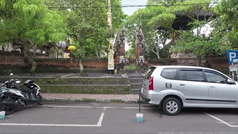 Dwarapala Statue at the Temple Entrance, Split Gate, Ubud, Bali, Indonesia Stock Footage 286133889