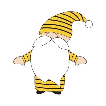 A dwarf with a beard and mustache in yellow Stock Illustration