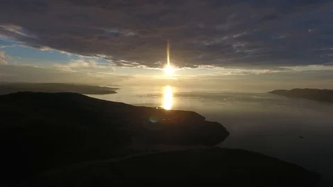 Dwarf birch, moss-covered stones. A large lake in Russia, Murmansk region, Kola Stock Footage 104546299