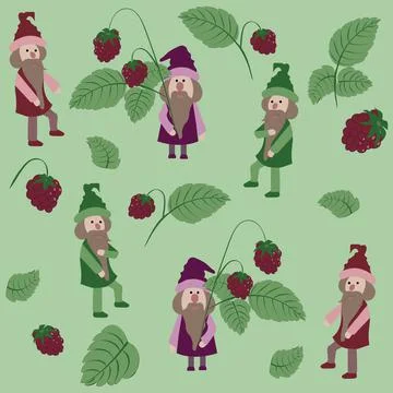 Dwarf characters. Cute, funny gnomes with a beard. Little men with twigs, ber Stock Illustration