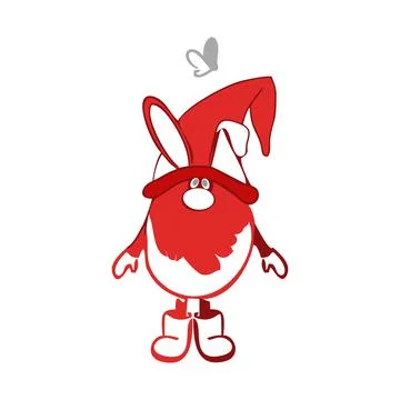 Dwarf in a hat with rabbit ears Stock Illustration