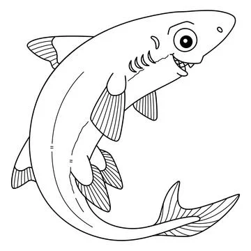 Dwarf Lantern Shark Isolated Coloring Page Stock Illustration