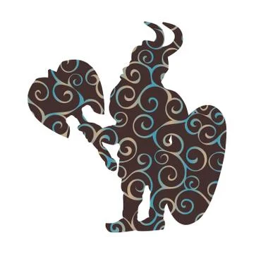 Dwarf pattern silhouette warrior hero fantasy Stock Illustration