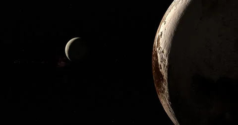 Dwarf Planet 28978 Ixion orbiting near Pluto planet in the outer space Stock Footage 219923971