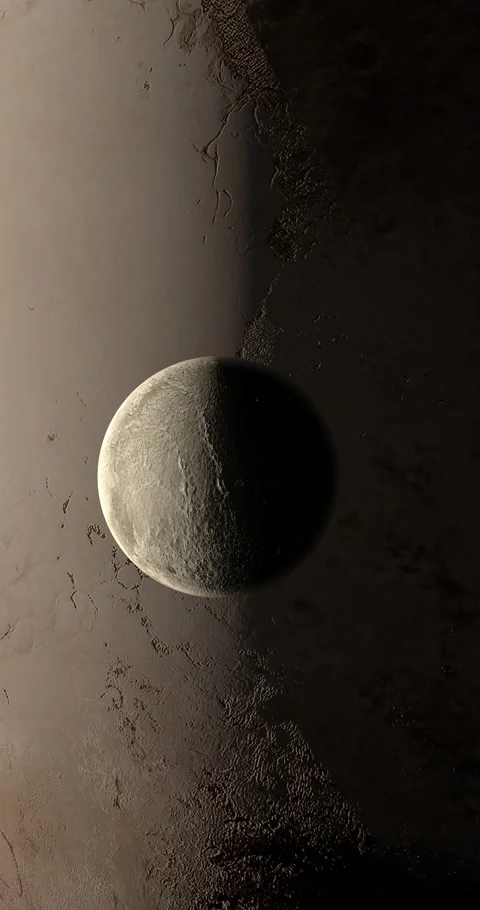 Dwarf Planet 28978 Ixion orbiting near Pluto planet. 4K Vertical Stock Footage 233374644