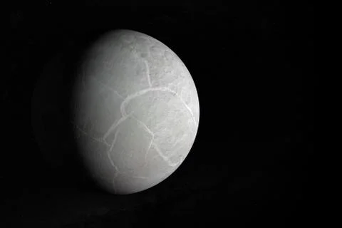 Dwarf planet Eris orbiting in the outer space. 3d render Illustration