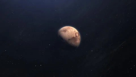 Dwarf Planet Pluto Rotating In Space Stock Footage 257998992