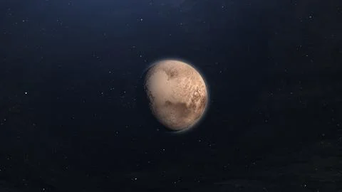Dwarf Planet Pluto Space Scene 3D Rendering Illustrazione stock