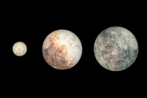Dwarf planets Ceres, Pluto, and Eris. Stock Illustration