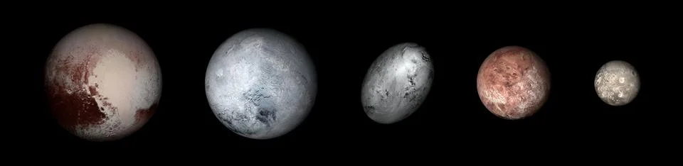 Dwarf planets Pluto, Eris, Haumea, Makemake and Ceres Stock Illustration