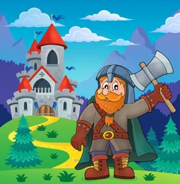 Dwarf warrior theme image - eps10 vector illustration. Stock Illustration
