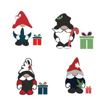Dwarfs in caps with gifts Stock Illustration