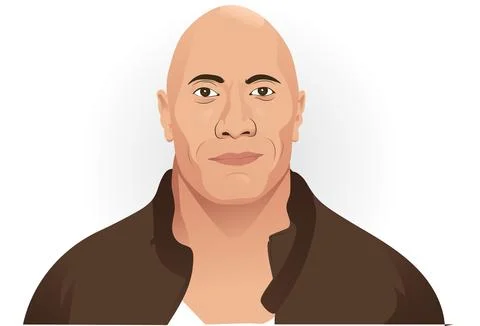 Dwayne Johnson, "The Rock," actor and former wrestler in Cartoon. Stock Illustration
