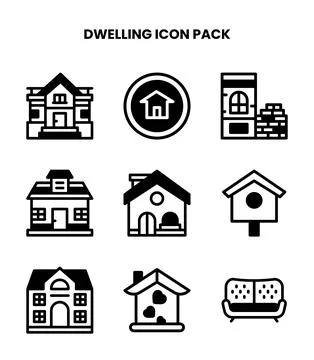 Dwelling DuoTone Bundle Icons Pack Stock Illustration