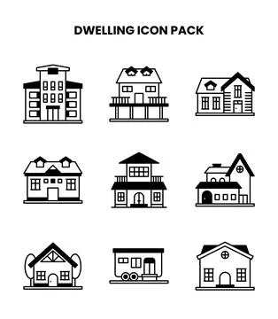 Dwelling DuoTone Icons Pack Stock Illustration