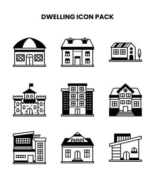 Dwelling DuoTone Vector Icons Pack Stock Illustration