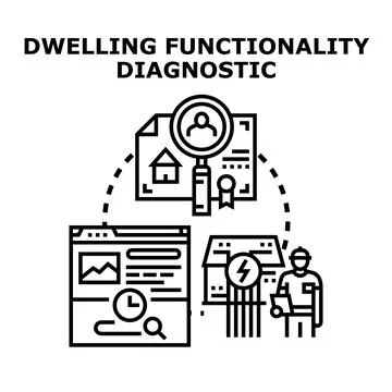 Dwelling functionality diagnostic service checking home efficiency Stock Illustration