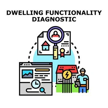 Dwelling functionality diagnostic service checking home efficiency Illustrazione stock